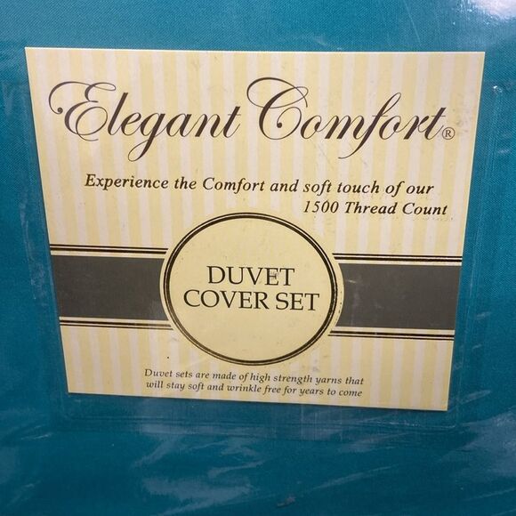 Elegant Comfort Luxurious Wrinkle Resistant Damask Stripe Duvet  Set. Turquoise - Picture 1 of 4